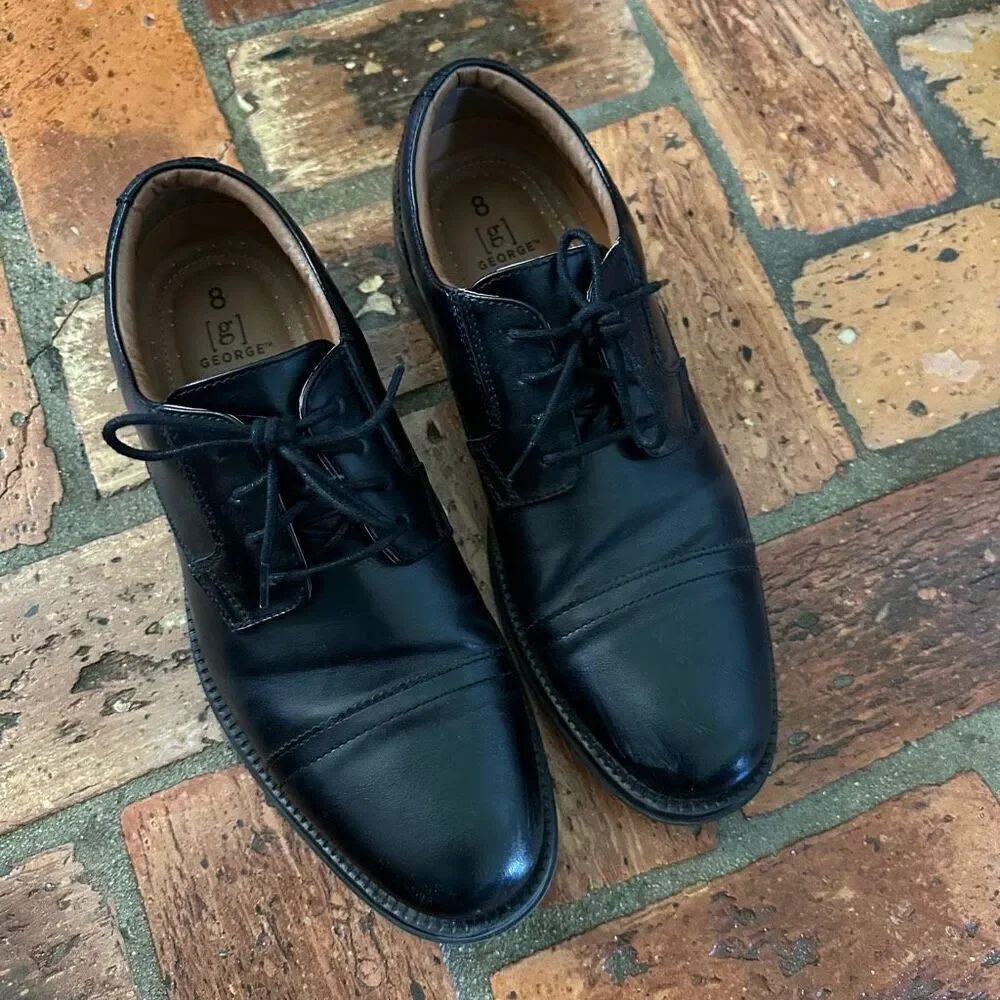 George Black Leather Oxford Dress Shoes